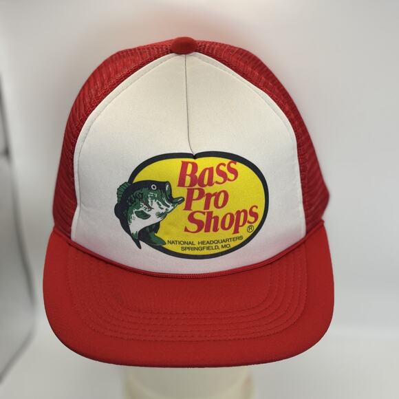 Bass Pro Shops Other - Vintage Bass Pro Shops Trucker Hat Red Mesh Snapback Springfield MO USA Logo Cap